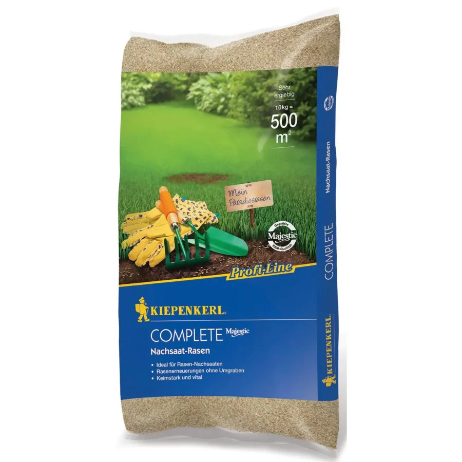 Kiepenkerl Complete Nachsaat-Rasensamen, 10 kg, ideal für ertragreiche Rasenneuansaaten und schnelle Regeneration.