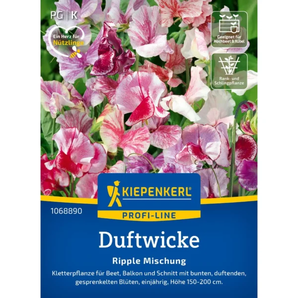 Kiepenkerl Duftwickensamen Ripple Mischung, ideal für duftende Blumenbeete, 1 Portion, attraktiv und pflegeleicht für jeden Garten.