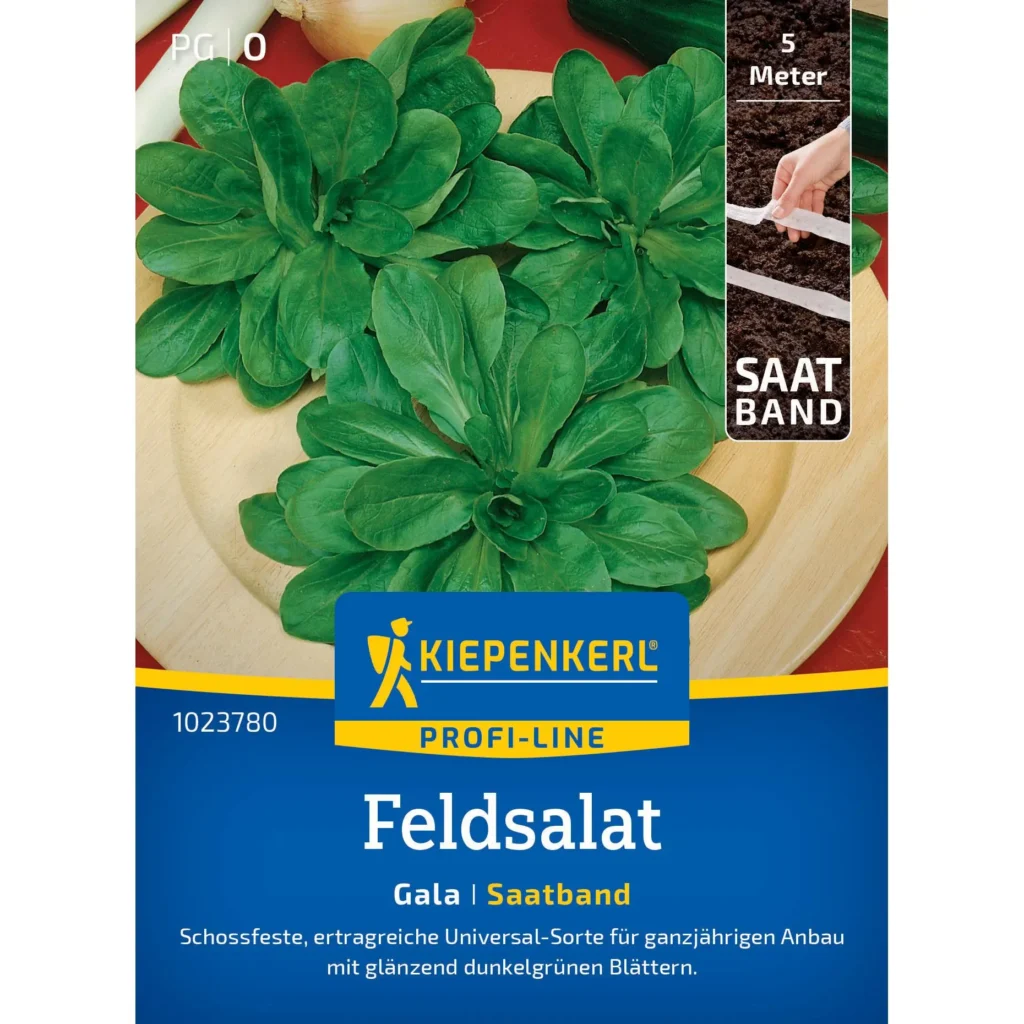 Kiepenkerl Feldsalat Gala Saatband, ideal für gesunden Salatgenuss, einfach zu säen, enthält hochwertige Samen für reichhaltige Erträge.