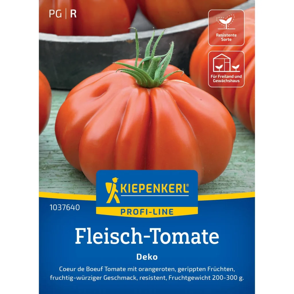 Kiepenkerl Fleisch-Tomate Deko F1, fruchtige Tomatensorte, ideal für Balkon & Garten, robust und ertragreich.