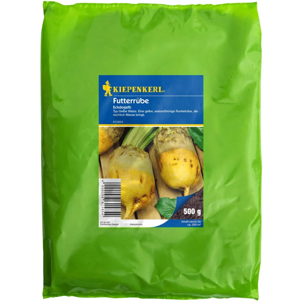 Kiepenkerl Futterrübe Eckdogelb, 0,5 kg, nährstoffreiche Auswahl für gesunde Tiere, ideal für die Winterfütterung.