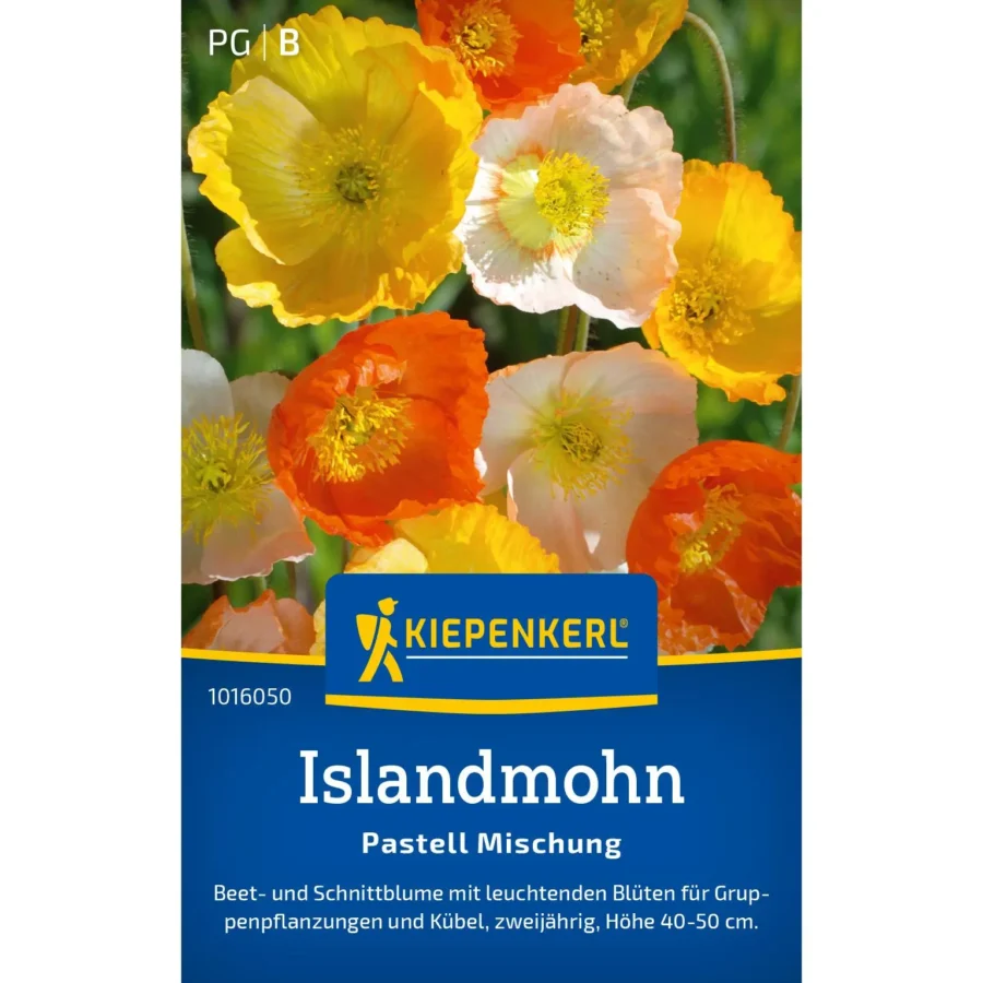 Islandmohn-Pastell-Mischung von Kiepenkerl, farbenfrohe Blütenvielfalt für bezaubernde Gartenakzente, ideal für sonnige Freiflächen.
