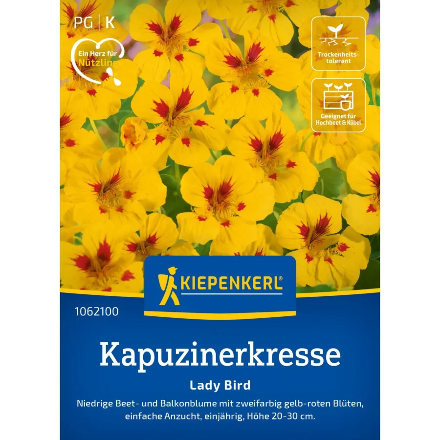 Kiepenkerl Kapuzinerkressesamen Lady Bird, schnell wachsend, ideal für Salate und als essbare Dekoration, 5 g.