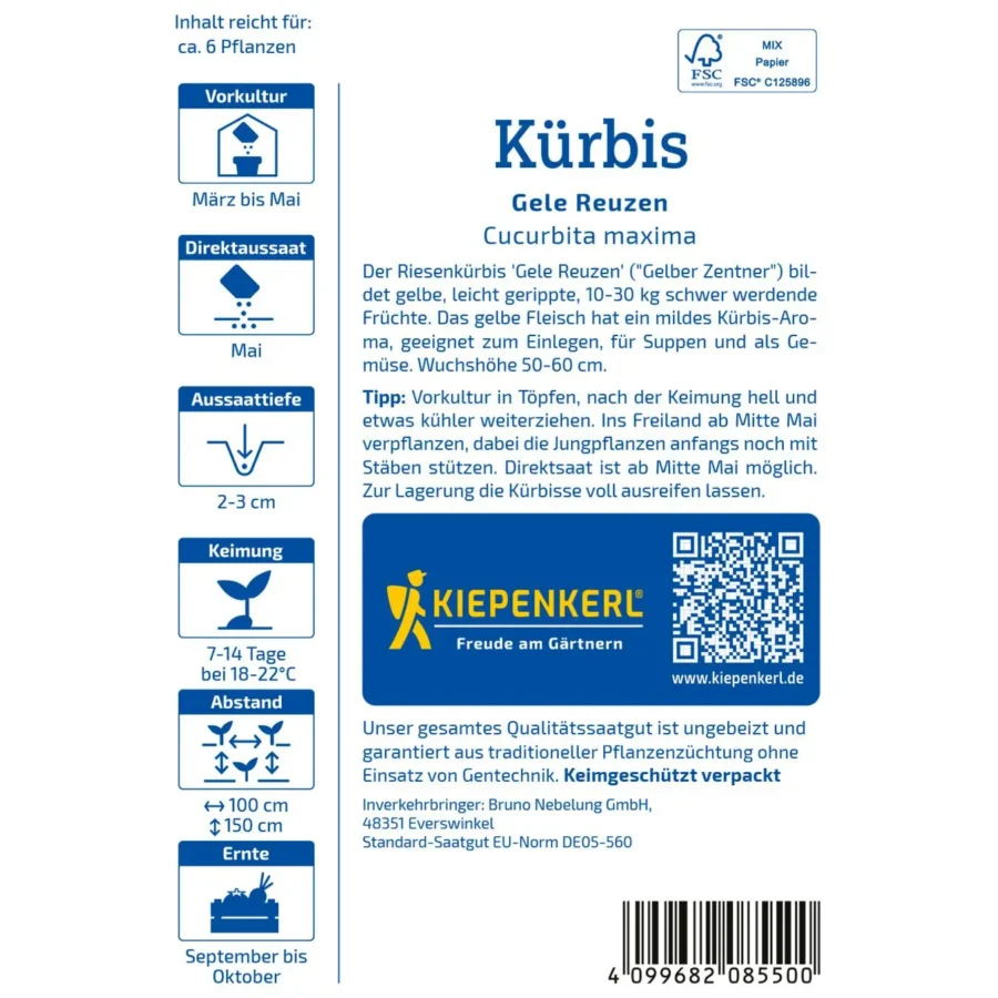 Kiepenkerl Kürbisgelee Reuzen, 250 g, aromatisch und fruchtig, perfekt für Desserts und Brotaufstriche.