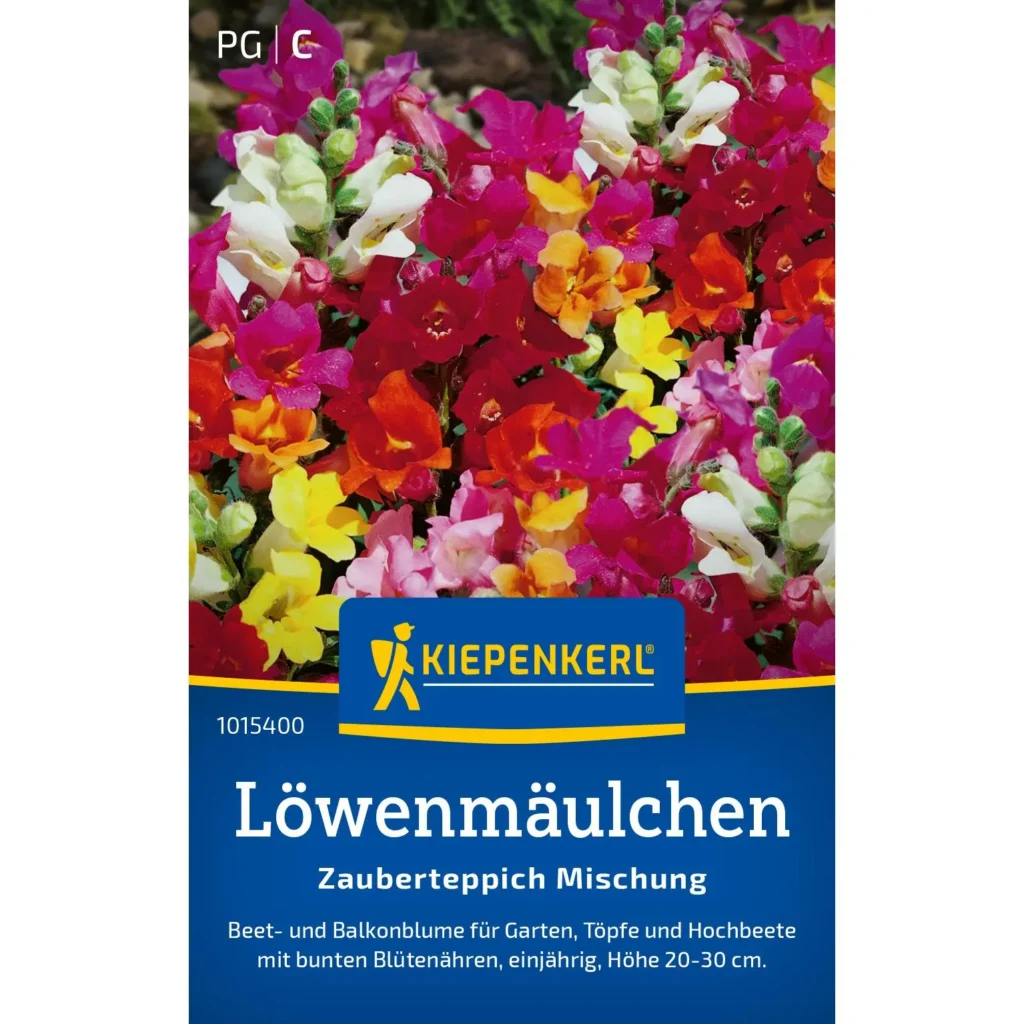 Kiepenkerl Löwenmäulchen Zauberteppich-Mischung, farbenfrohe Blütenmischung für lebendige Gärten, ideal für Pflanzkästen und Rabatten.