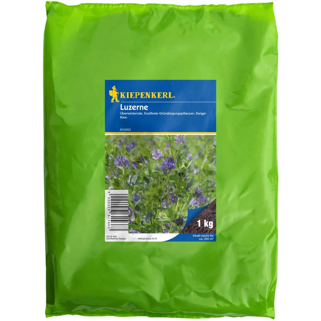 Kiepenkerl Luzerne, 1 kg, nährstoffreiche Futterpflanze für gesundes Tierfutter, ideal für Heimtiere und Hobbylandwirte.