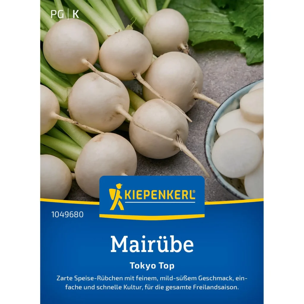 Kiepenkerl Mairübensamen Tokyo Top 1 für schnellen Anbau, ideal für frische, knackige Ernte im heimischen Garten.