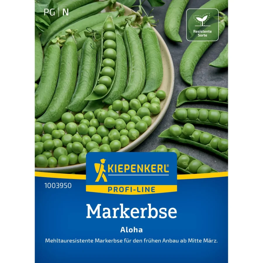Kiepenkerl Markerbse Aloha, hochwertige Erb seeds, ideal für eine reichhaltige Ernte im Garten oder Hochbeet.