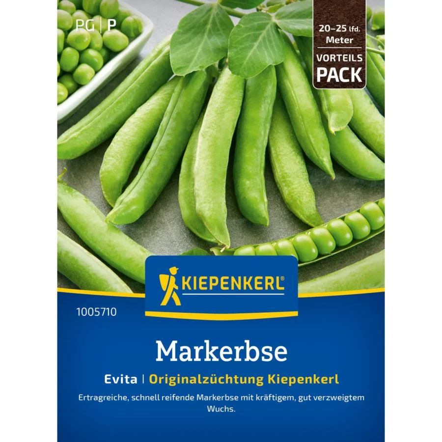 Kiepenkerl Markerbsensamen Evita, ideal für frische Ernte im eigenen Garten, 50 g, robust und ertragreich.