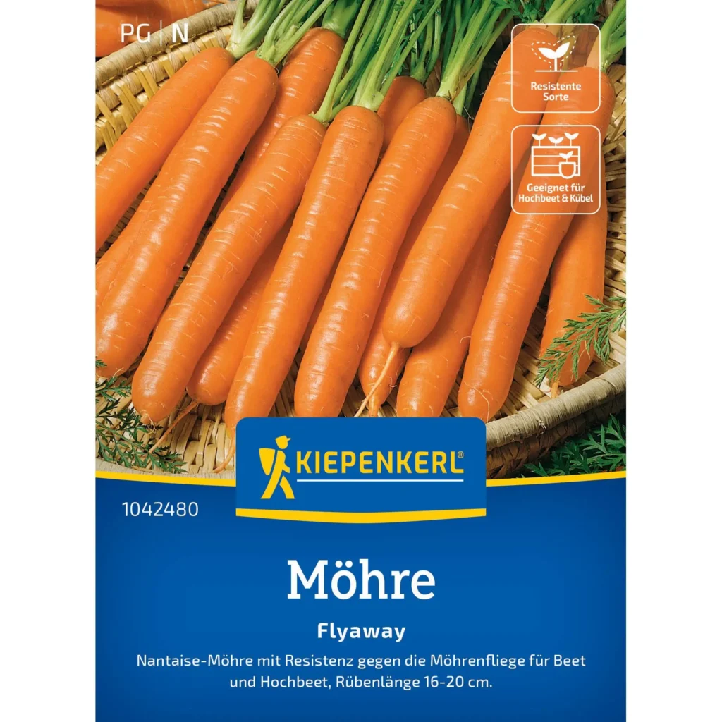 Kiepenkerl Möhren Flyaway F1, frühe, schmackhafte Möhre, ideal für nährstoffreiche Beete, 100% biologisch, hohe Keimrate.