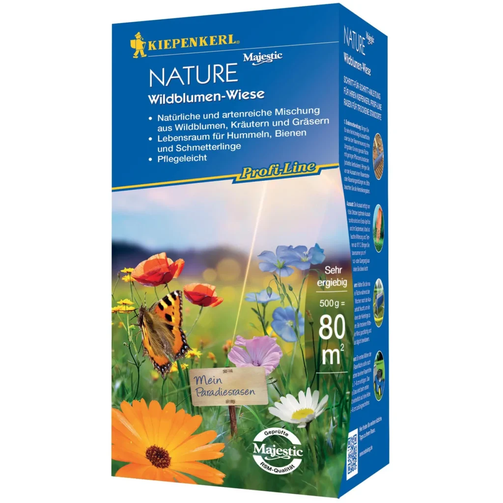 Kiepenkerl Nature Wildblumen-Wiese Samen, 0,5 kg, ideal für nachhaltige Gartenlandschaften, fördert Biodiversität und natürliche Farbtupfer.