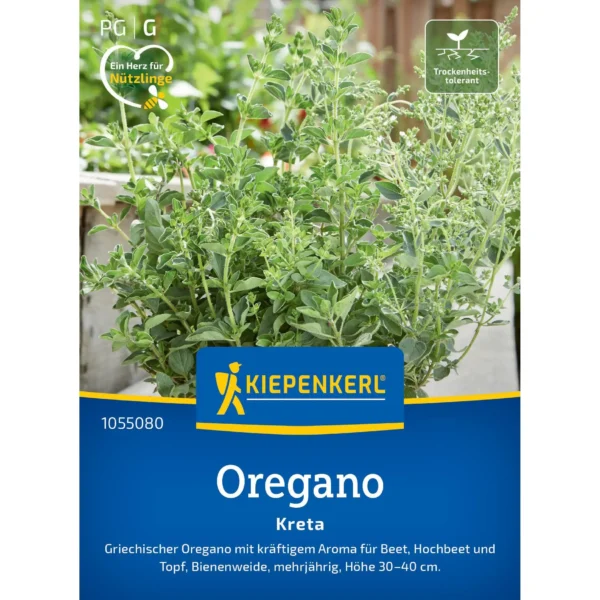 Kiepenkerl Oreganosamen Kreta, aromatische Kräuter für mediterrane Küche, hohe Keimrate, 1 g für vielseitigen Einsatz auf Balkon oder im Garten.