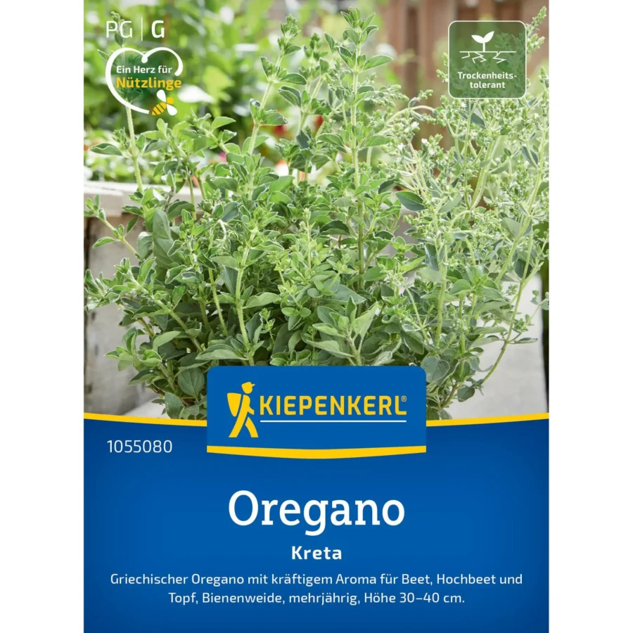 Kiepenkerl Oreganosamen Kreta, aromatische Kräuter für mediterrane Küche, hohe Keimrate, 1 g für vielseitigen Einsatz auf Balkon oder im Garten.
