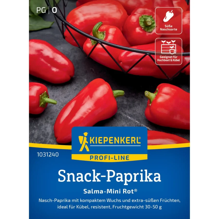 Kiepenkerl Paprikasamen Salma Mini Rot®, 1 Packung, ideal für bunte Hochbeete und kleine Gärten, ertragreiche Sorten mit intensivem Geschmack.