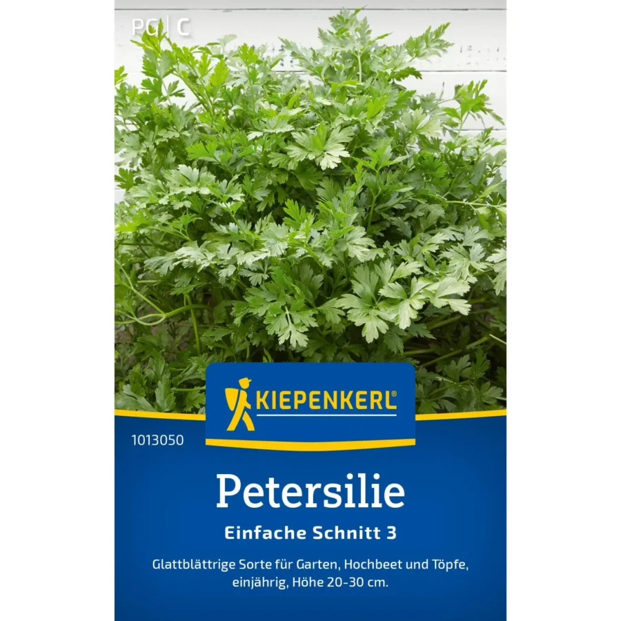 Kiepenkerl Petersilie einfache Schnitt, aromatische Krautpflanze, ideal für frische Küchenkräuter, 3,5 g Saatgut für mühelose Anzucht.