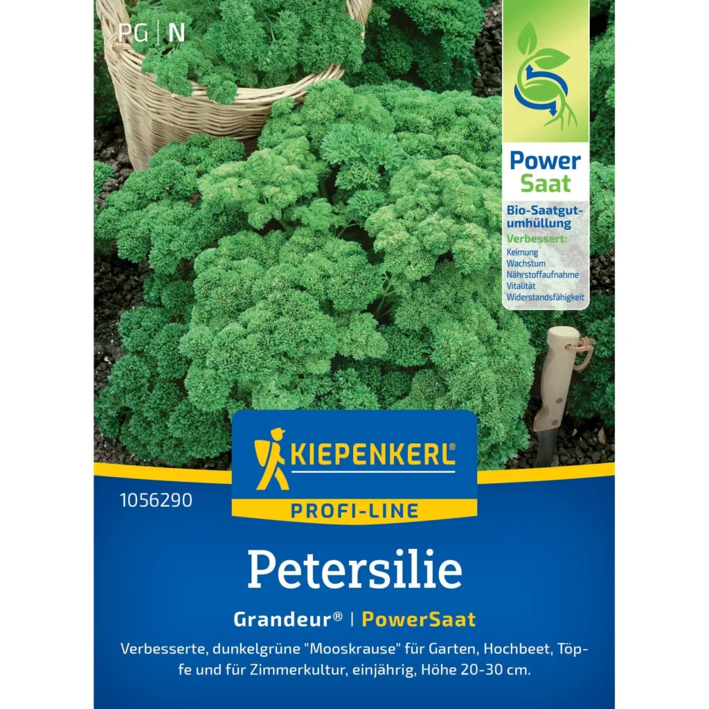 Kiepenkerl Petersilie Grandeur® PowerSaat für aromatische Speisen, vielseitig einsetzbar, 1 Portion hochwertige Saatgut für den Garten.