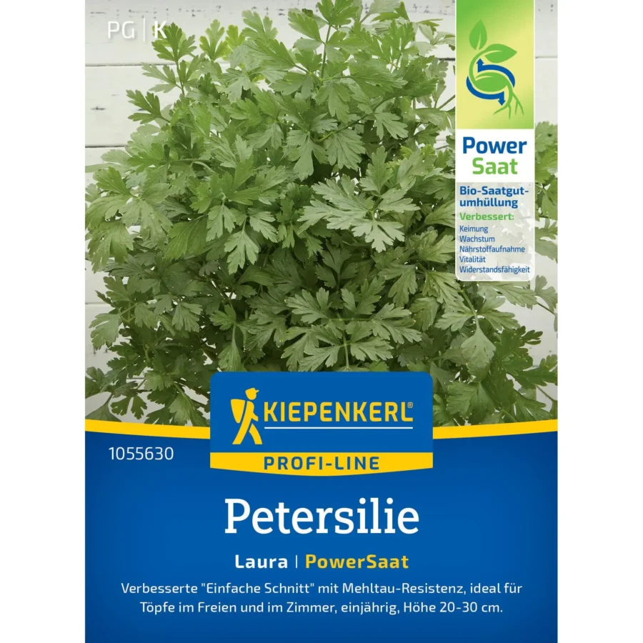 Kiepenkerl Petersilie Laura, aromatische Küchenkräuter, biologisch, ideal für frische Gerichte und Balkonbepflanzung.