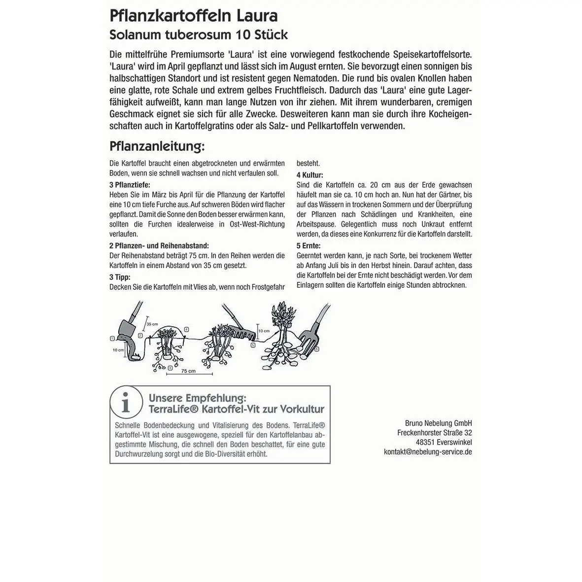 Pflanzkartoffel Laura, 10 Stück 2 Kiepenkerl Pflanzkartoffel Laura, 10 Stück, ertragreiche Sorte für gesunde, schmackhafte Kartoffeln im eigenen Garten.
