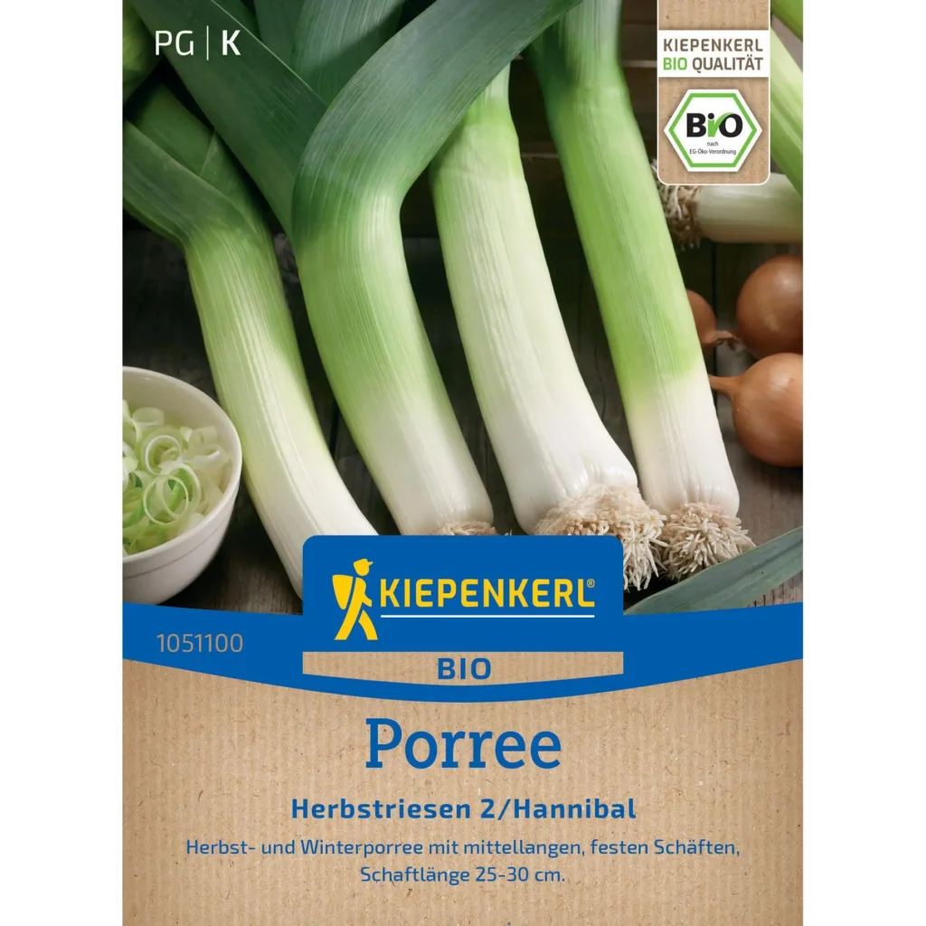 Kiepenkerl Porreesamen Herbstriesen 2 Hannibal, widerstandsfähig und ertragreich, ideal für eine reiche Ernte im heimischen Garten.