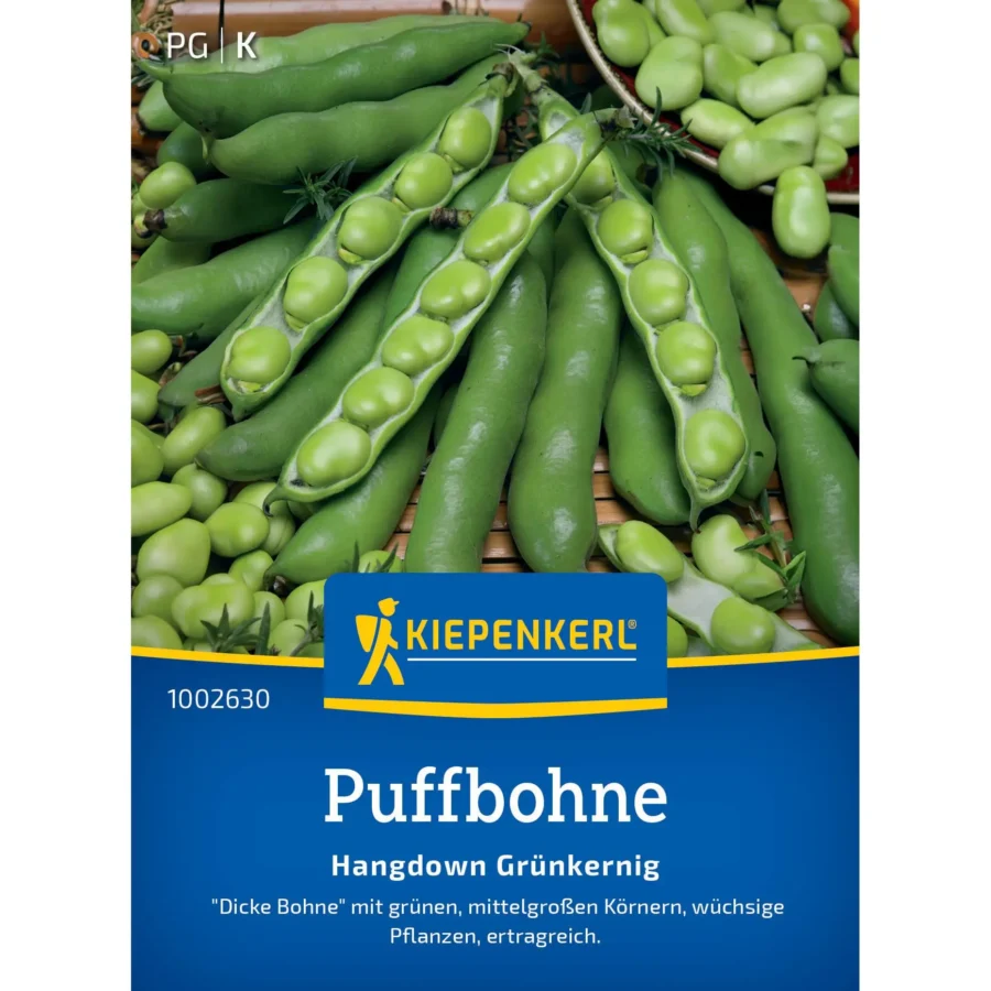 Kiepenkerl Puffbohne Hangdown, grünkräftig, ertragreich und schmackhaft, ideal für eigene Gemüsegärten und Balkonanbau.