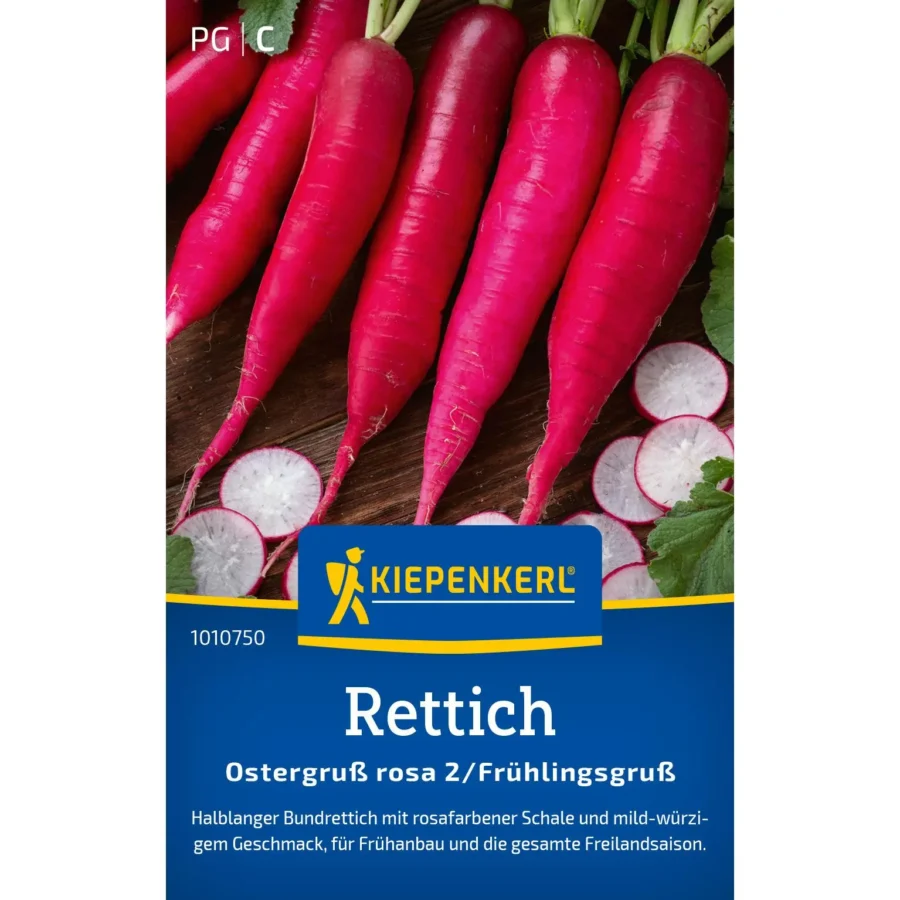 Kiepenkerl Rettich Ostergruss rosa, frisch und aromatisch, ideal für gesunde Frühlingsgerichte, 2 Stück im Set.