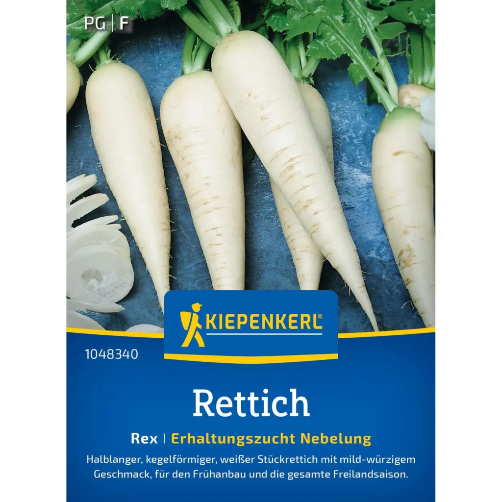 Kiepenkerl-Rettich-Rex, knackig und aromatisch, ideal für eigene Gemüsebeete, schnellwachsend, 100% biologisch.