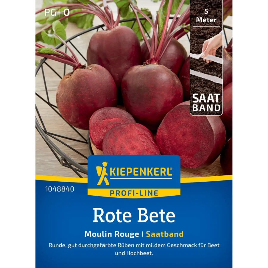 Kiepenkerl Rote Bete Moulin Rouge Saatband, ideal für farbenfrohe Gemüsebeete, einfach zu säen, 5 Meter lang.