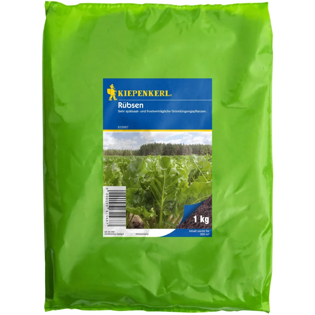 Kiepenkerl Rübsen, 1 kg, ideal für nährstoffreiche Böden, fördert gesundes Wachstum und hohe Erträge im heimischen Garten.