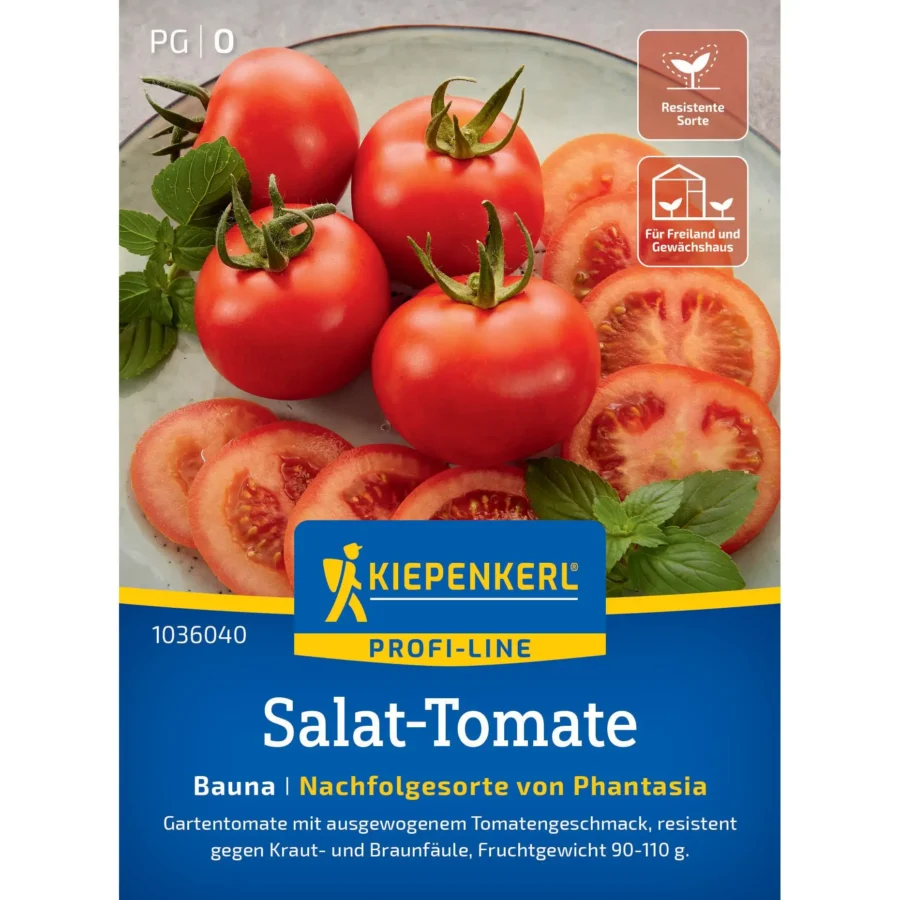 Kiepenkerl Salat-Tomatensamen Bauna, reichhaltige Ernte, ideal für heimische Gärten, robust und geschmackvoll.