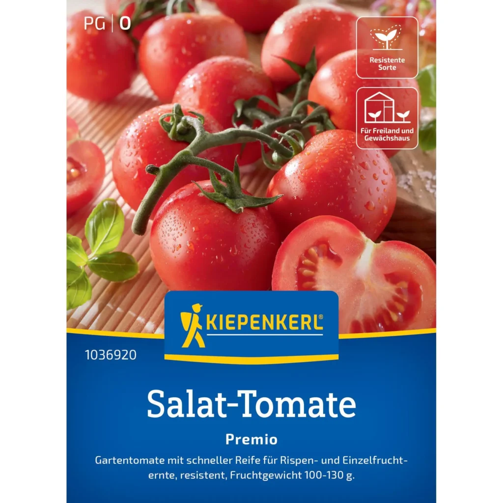 Kiepenkerl Salat-Tomatensamen Premio, 100 Stück, ideal für geschmackvolle Ernten im eigenen Garten, robust und ertragreich.