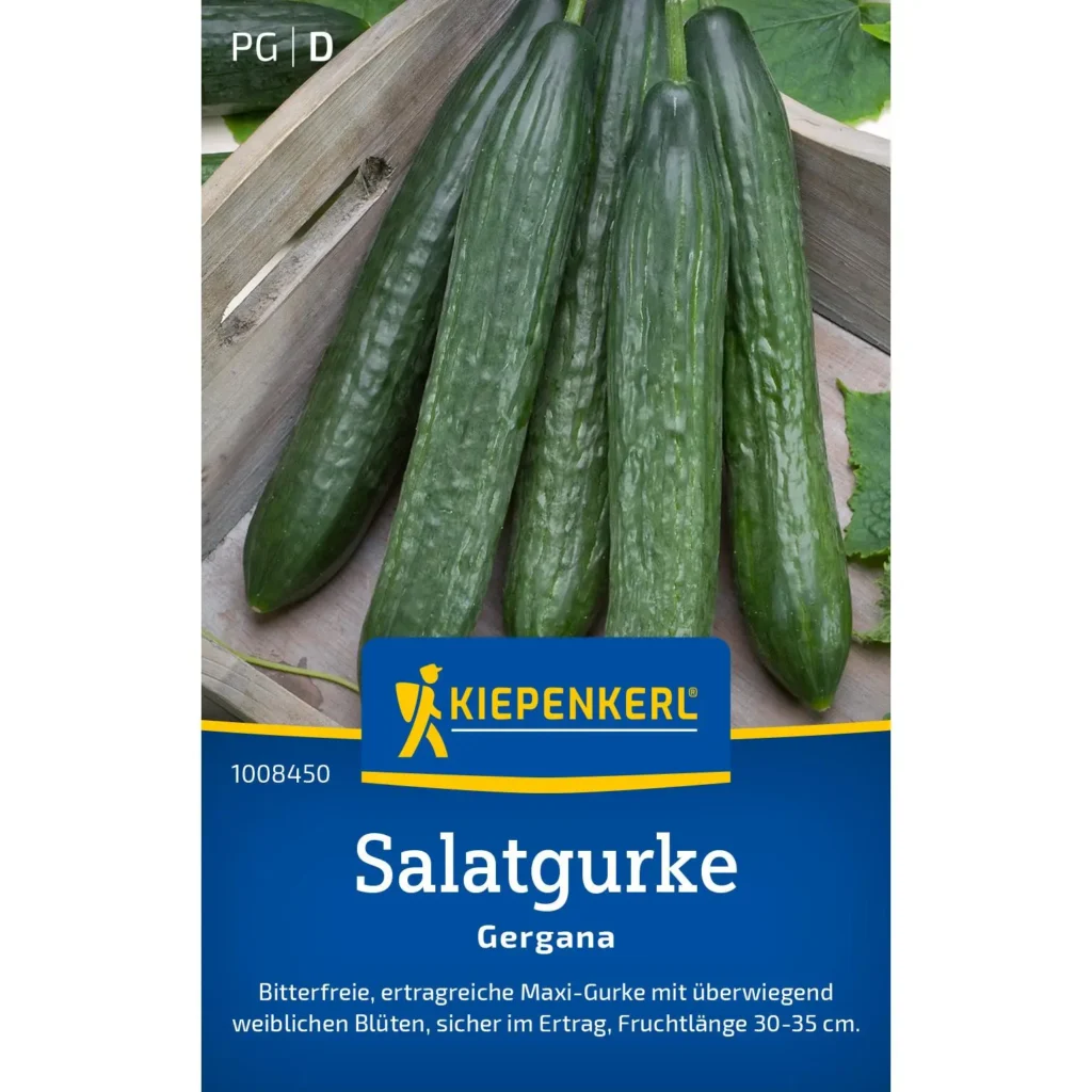 Kiepenkerl-Salatgurke Gergana, ertragreiche Sorte, ideal für frische Salate, besonders knackig und saftig.