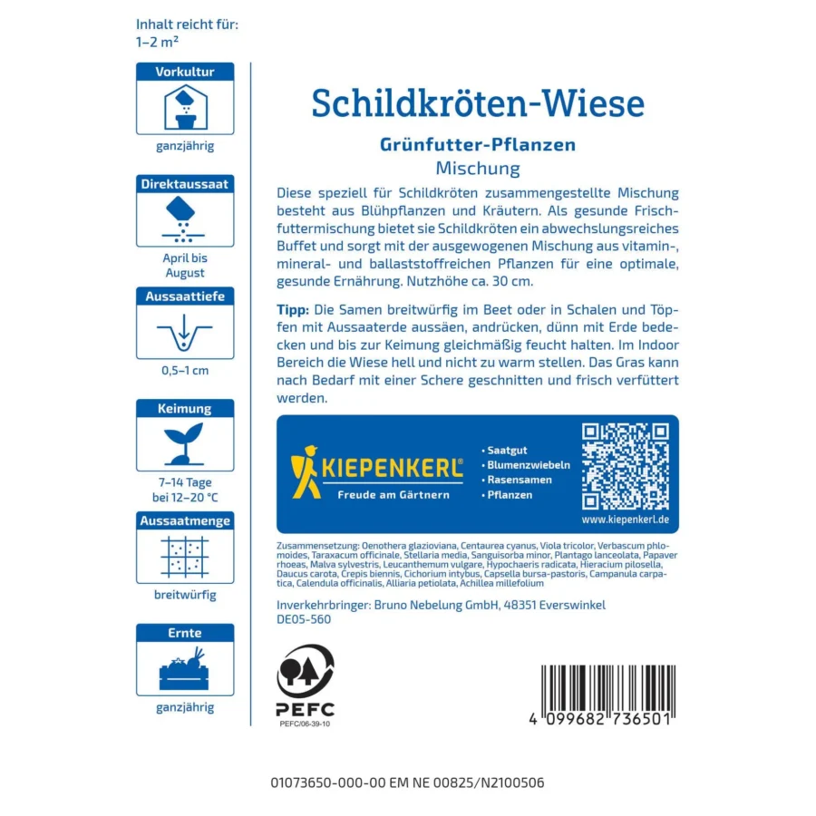 Schildkrötensamen-Mischung für gesundes Grüngut, ideal für Schildkröten und andere Tierarten, 100 g, nachhaltige Futterquelle.