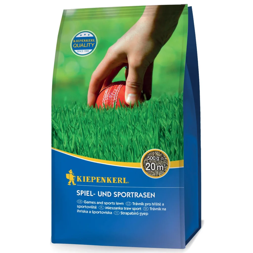 Kiepenkerl Spiel- und Sportrasensamen, 0,5 kg, ideal für strapazierfähige Rasenflächen im Garten und auf Sportplätzen.