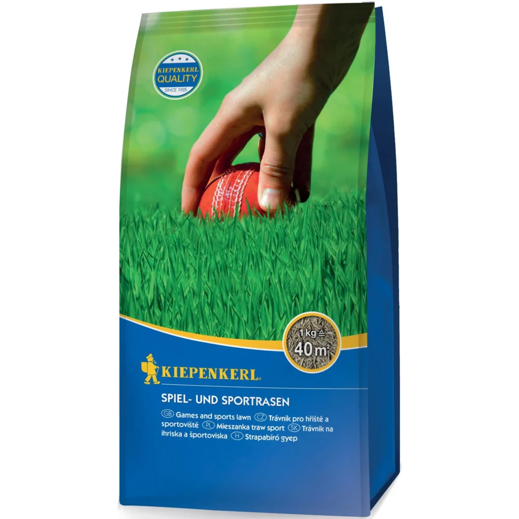Kiepenkerl Spiel- und Sportrasensamen, 1 kg, robust und ideal für strapazierfähige Rasenflächen im Garten oder auf Sportplätzen.