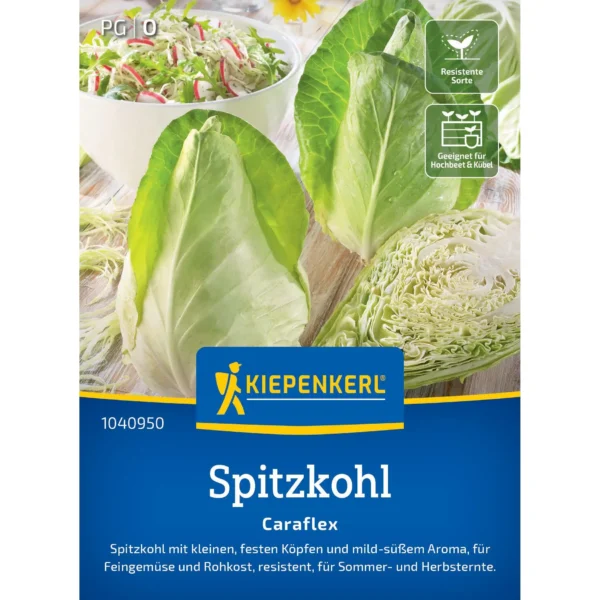 Kiepenkerl Spitzkohlsamen Caraflex, robust & schmackhaft, ideal für gesunde, ertragreiche Ernten im eigenen Garten.