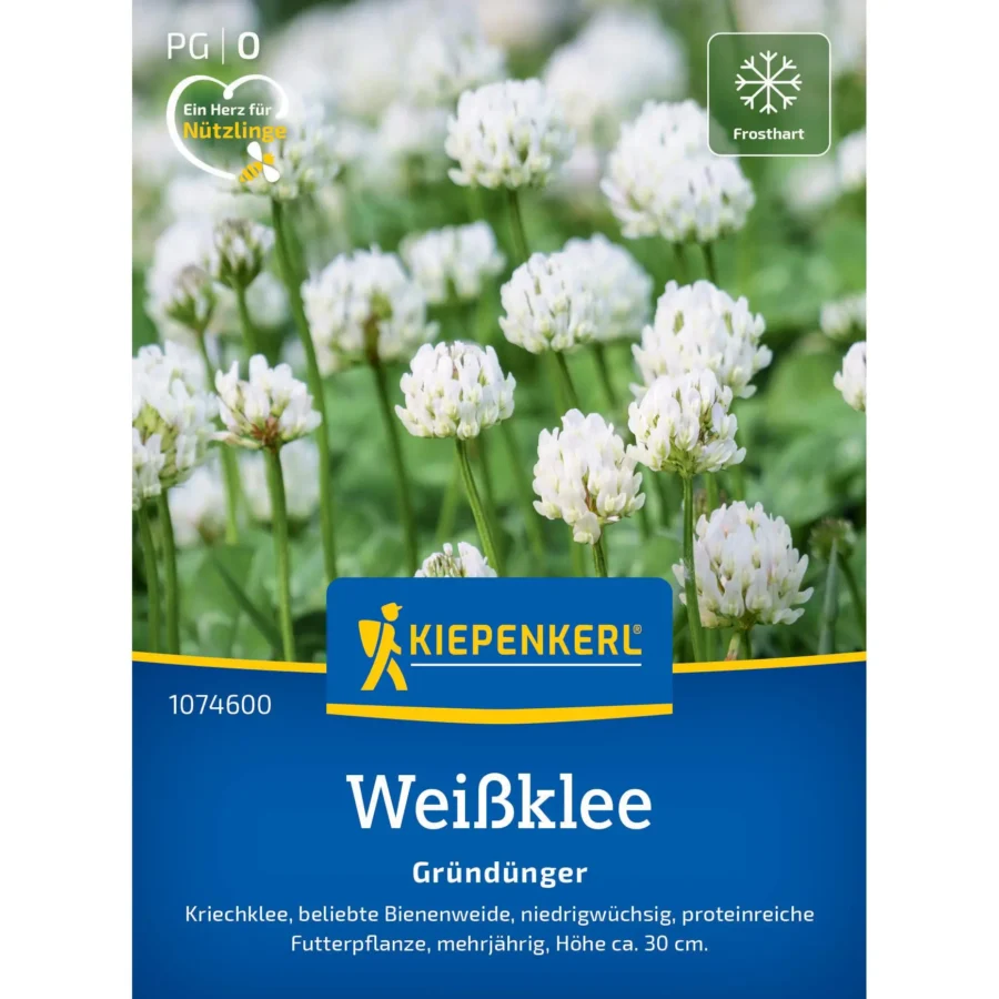 Kiepenkerl Weißkleesamen für nährstoffreiche Rasenflächen, ideal zur Verbesserung des Bodens, 100 g Packung.