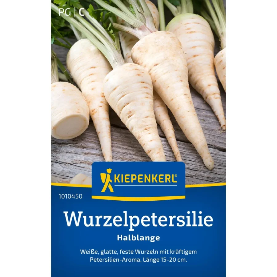 Kiepenkerl Wurzelpetersilie Halblange, aromatisch und robust, ideal für gesunde Gerichte, reiche Ernte, 500 g.