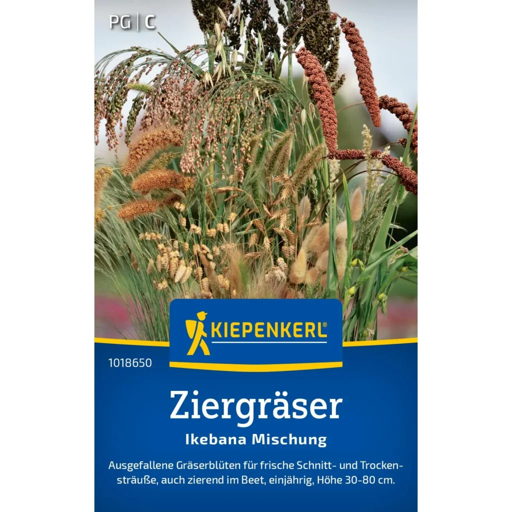Kiepenkerl Ziergräser Samen Ikebana Mischung, vielseitig einsetzbar für kreative floral Arrangements, ideal für Garten und Balkon.