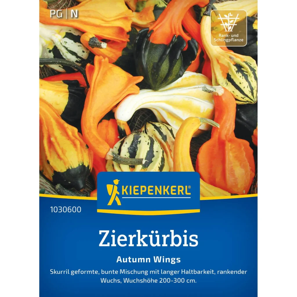 Kiepenkerl Zierkürbissamen Autumn Wings, farbenfrohe Mischung, ideal für herbstliche Deko, Hochwertige Saatgutqualität für einen prächtigen Ernteerfolg.