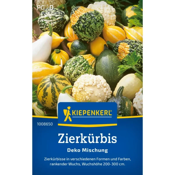 Kiepenkerl Zierkürbissamen Dekomischung, bunt gemischt, ideal für herbstliche Dekoration und kreative Arrangements im Garten.