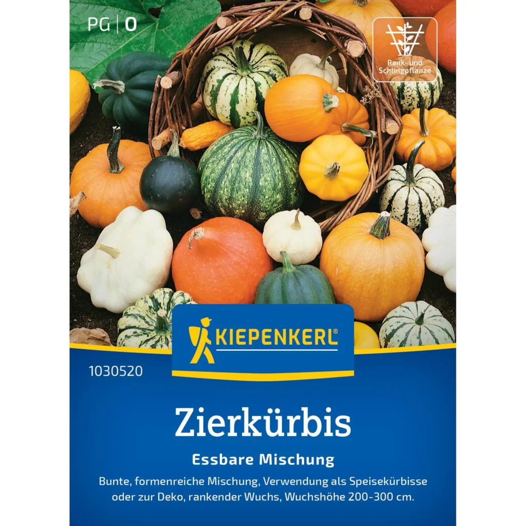 Kiepenkerl Zierkürbissamen essbare Mischung, ideal für bunte Herbstdeko und leckere Gerichte, reichhaltige Ernte, 100 g.