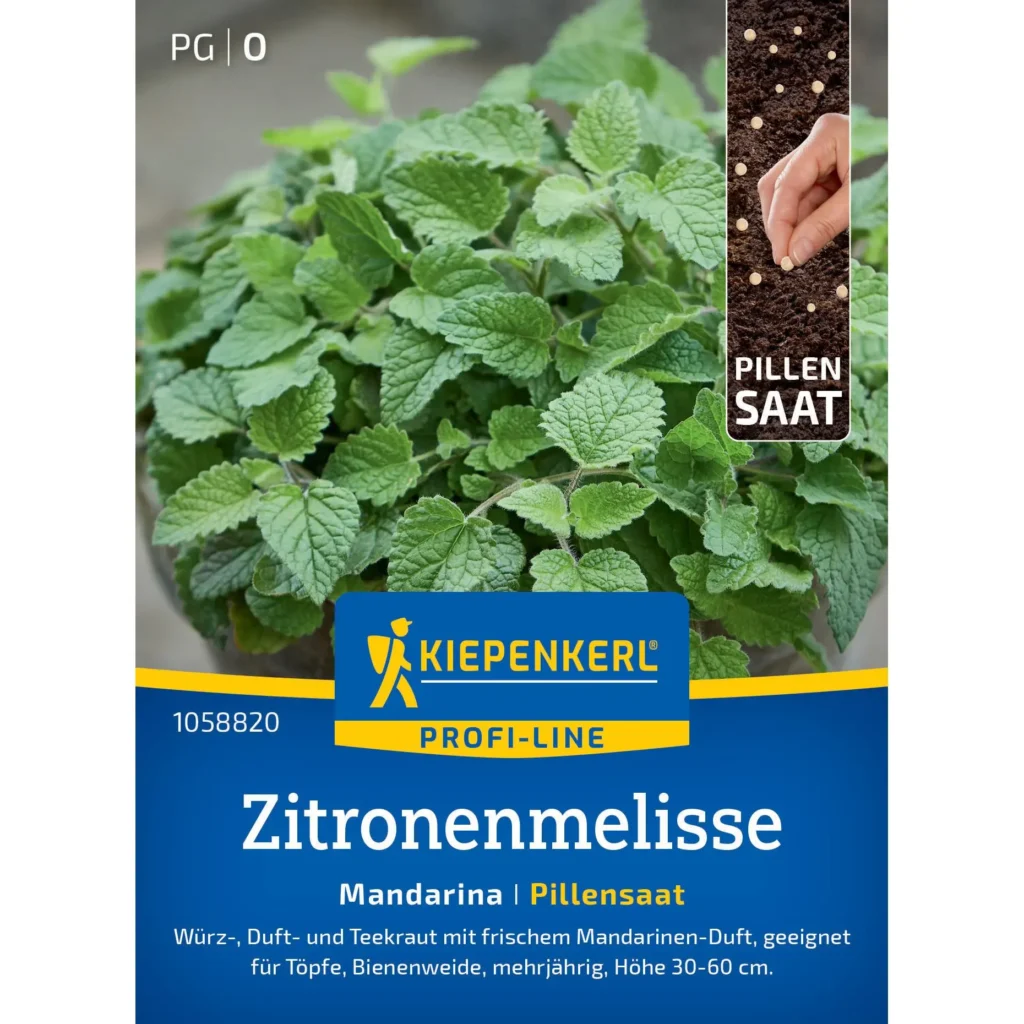 Kiepenkerl Zitronenmelisse Mandarina Pillensaat, aromatisch und erfrischend, ideal für Kräutergärten und Teemischungen.