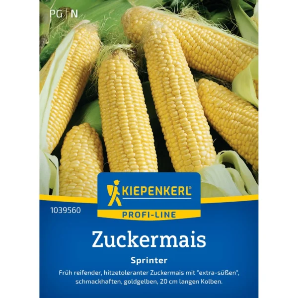 Kiepenkerl Zuckermais Sprinter F1, 1A Qualität für saftige, süße Ernten, perfekt für Garten und Balkon.