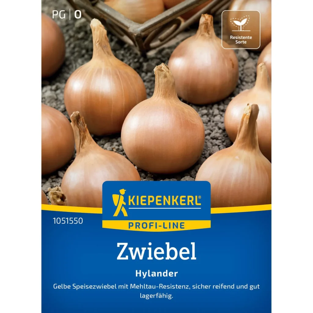 Kiepenkerl Zwiebel Hylander F1, robust und ertragreich, ideal für Gartenliebhaber, hohe Qualität, Packung mit 500 Samen.