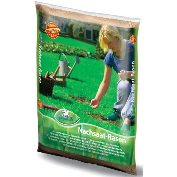 Pegasus Nachsaat-Rasensamen, 0,5 kg, ideal für eine dichte und grüne Rasenfläche, perfekt zur schnellen Regeneration von Lücken.