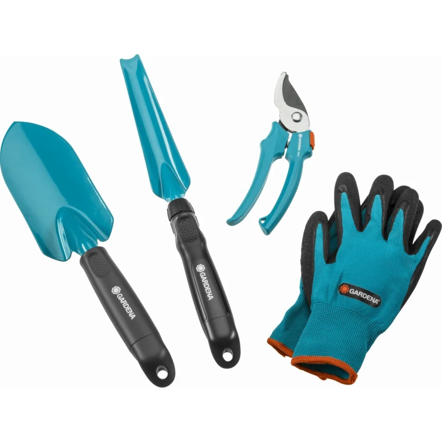Gardena Grundausstattung Kleingeräte, vielseitiges Set für effektive Gartenpflege, robustes Material, ideal für einfache Handhabung.