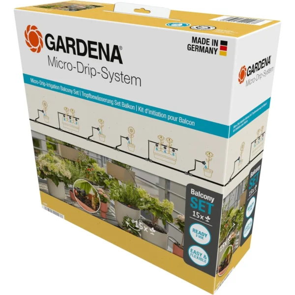 Gardena Micro-Drip-System Tropfbewässerung Set Balkon (15 Pflanzen)