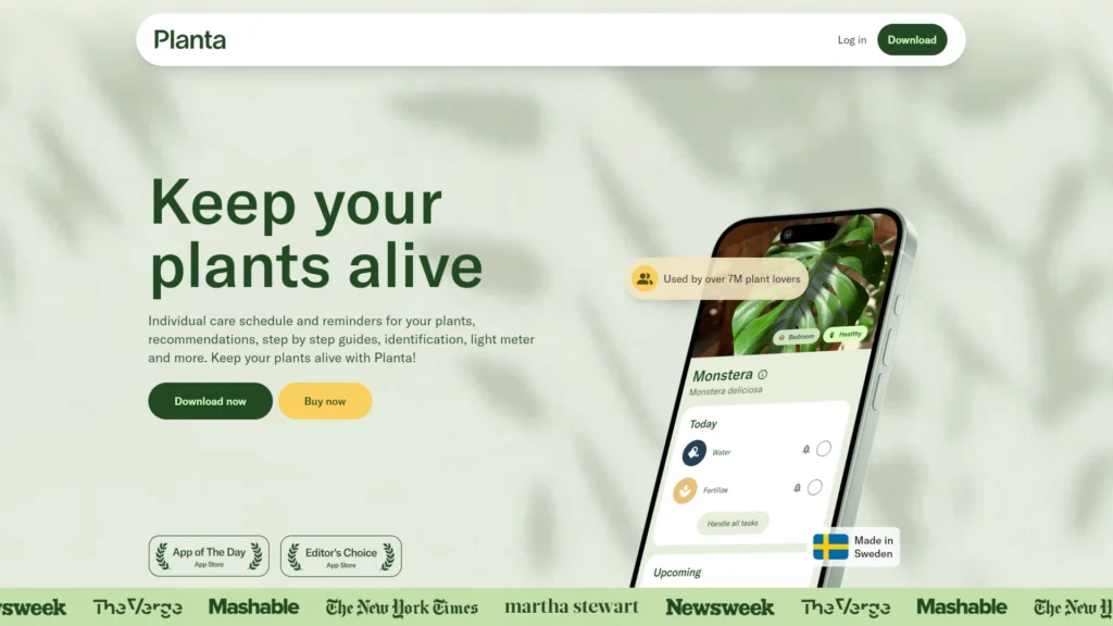 Pflanzenpflege mit KI: Diese 5 smarten Apps gießen, düngen & diagnostizieren für dich 2 Planta App auf Smartphone mit Pflegeplan für Zimmerpflanzen und dem Text „Keep your plants alive“