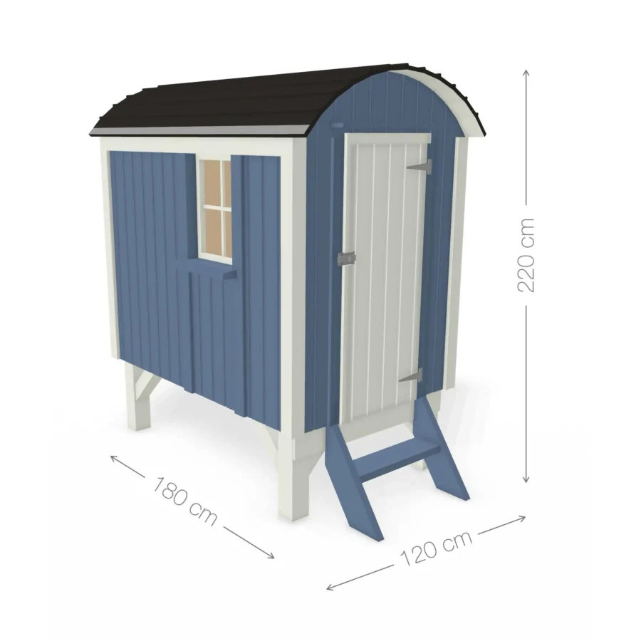 Kinderspielhaus Pünktchen & Anton - Bauwagen aus Holz mit Terrasse & Hochebene – Bild 6