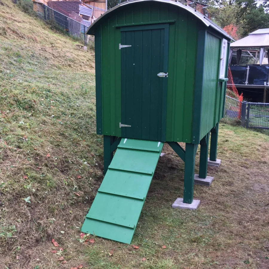 Ziegenstall aus Holz - Bauwagen für Ziegen mit Blechdach & Rampe – Bild 10